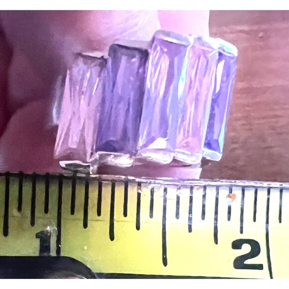 Stunning Sterling Silver 925 Ring With Pink & Purple Gradient Baguette Stones .5 - Picture 11 of 11
